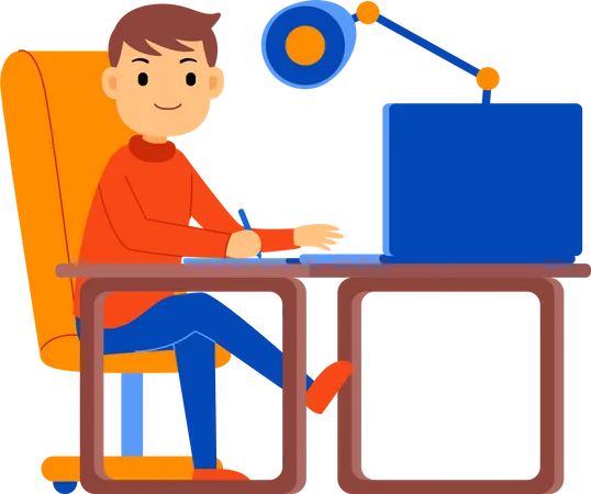 Graphic designer working on laptop  Illustration