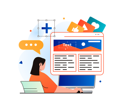 Graphic designer working on web UI  Illustration