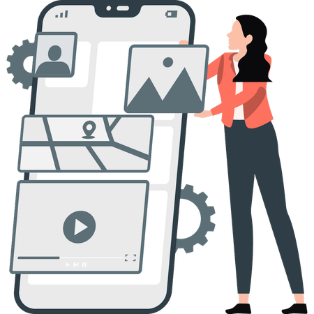 Graphic designer working on website UI  Illustration