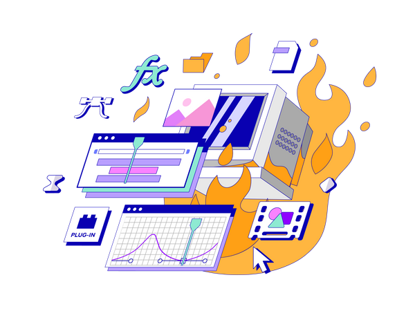 Graphic editor for motion designer is on fire  Illustration