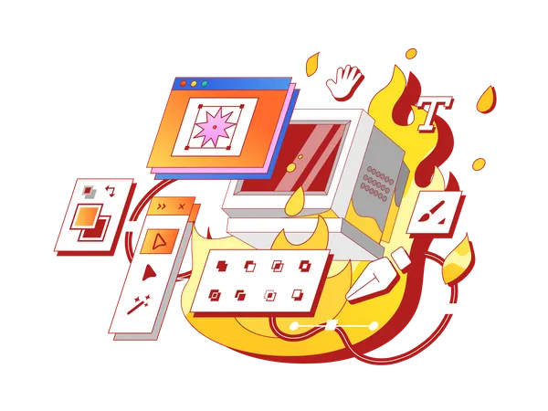 Graphic editor for vector illustrators is on fire  Illustration