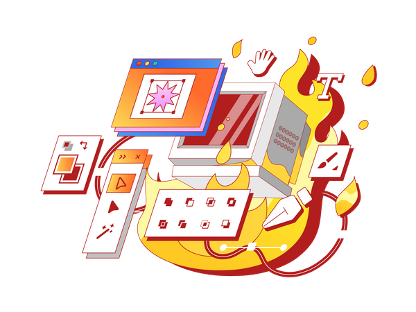 Graphic editor for vector illustrators is on fire  Illustration