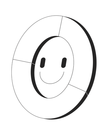 Graphique circulaire en forme de beignet souriant pour l'analyse et l'engagement  Illustration