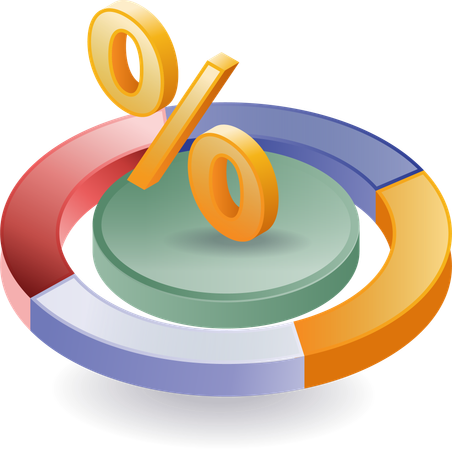 Graphique de pourcentage de croissance d'une organisation commerciale  Illustration