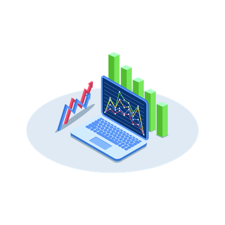 Graphique d'analyse des données en ligne  Illustration