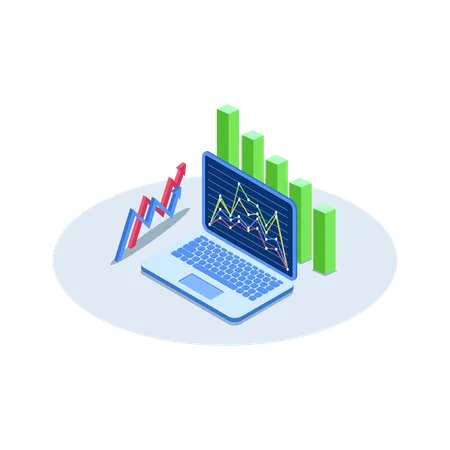 Graphique d'analyse des données en ligne  Illustration