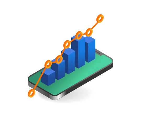 Graphique d'analyse sur smartphone  Illustration