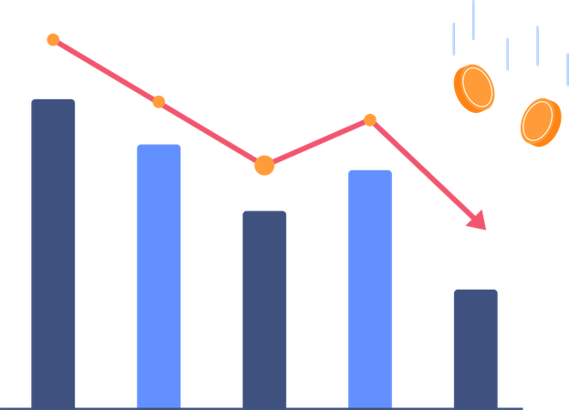 Graphique en baisse de l'inflation  Illustration