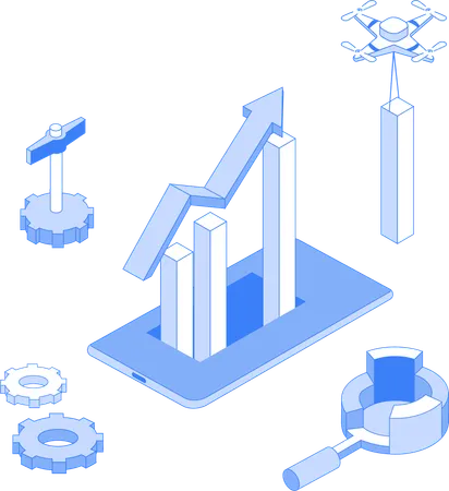 Graphique de croissance des entreprises  Illustration