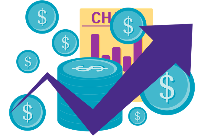 Graphique de croissance du financement des entreprises  Illustration