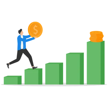 Graphique de croissance des investissements monétaires  Illustration