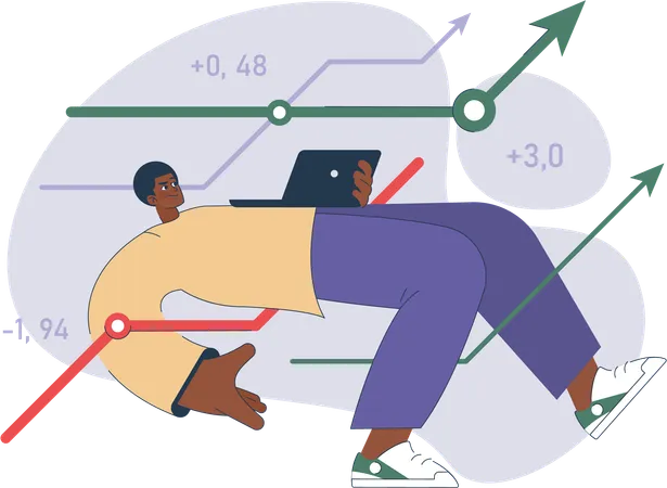 Homme regardant la courbe de croissance  Illustration