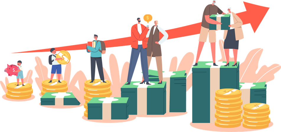 Graphique de l'argent croissant des pensions  Illustration