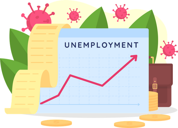 Graphique du chômage en hausse  Illustration