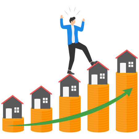 Graphique en hausse des prix du marché immobilier  Illustration