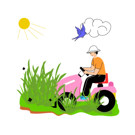 Grass Cutting done by farmer  Illustration