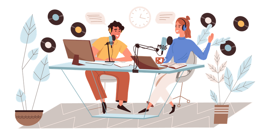 Gravação de podcast de áudio  Ilustração