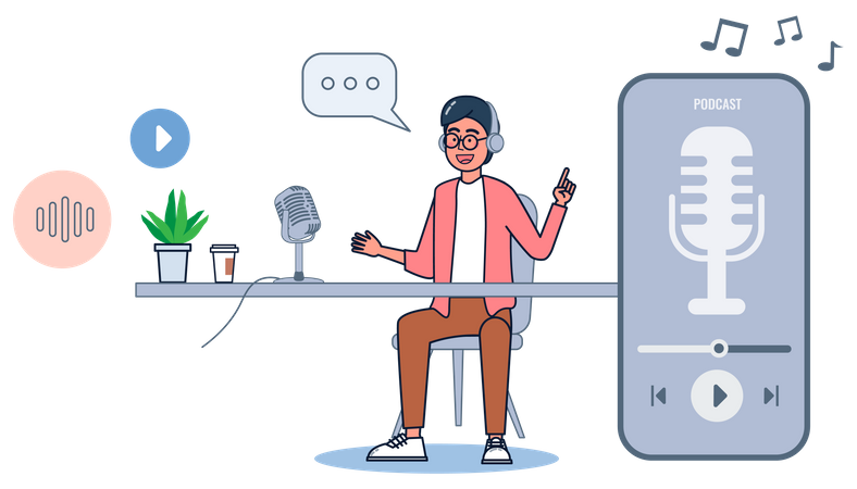 Gravar podcast no celular  Ilustração