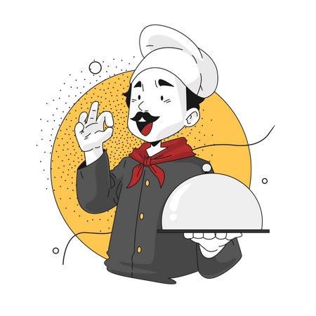 Great chef producing delicious food  イラスト