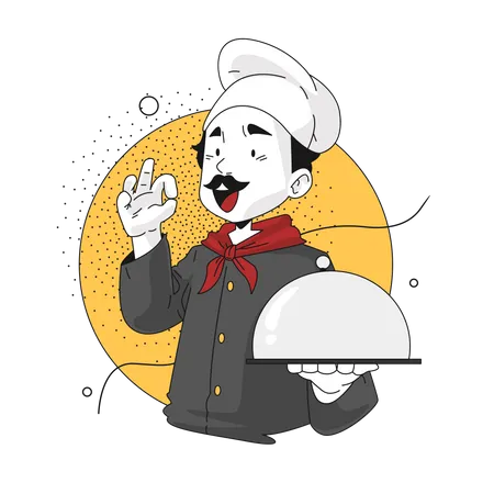 Great chef producing delicious food  Illustration