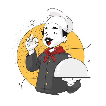 Great chef producing delicious food  Illustration