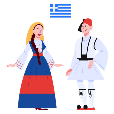 Cidadão da Grécia em traje nacional  Ilustração