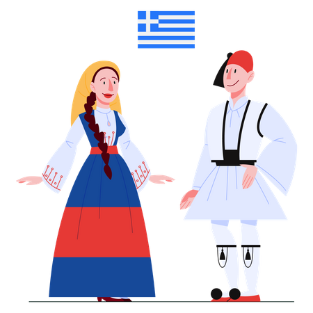 Greece citizen in national costume  Illustration