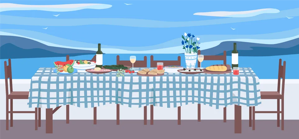 Greek dinner  Illustration