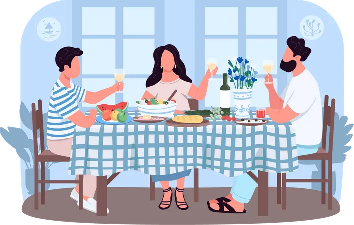 Greek dinner for friends  Illustration