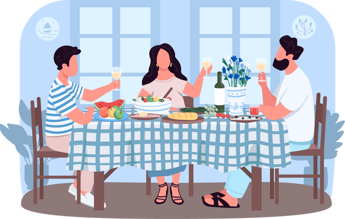 Greek dinner for friends  Illustration