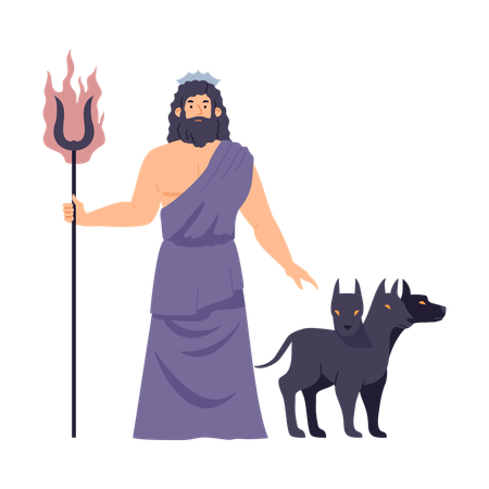 Greek god of underworld Hades or roman Pluto  Illustration