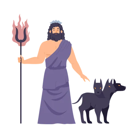 Greek god of underworld Hades or roman Pluto  Illustration