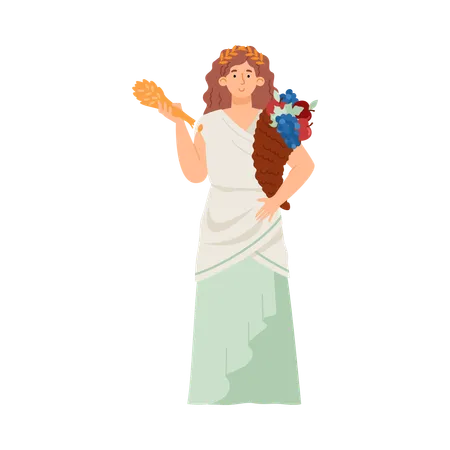 Greek goddess of fertility and harvest Demeter  Illustration