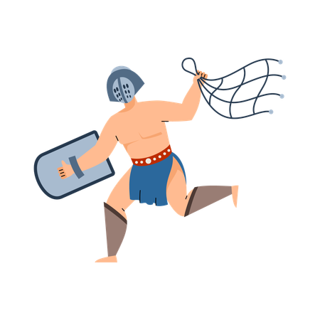 Greek or Roman ancient warrior armed with net  Illustration