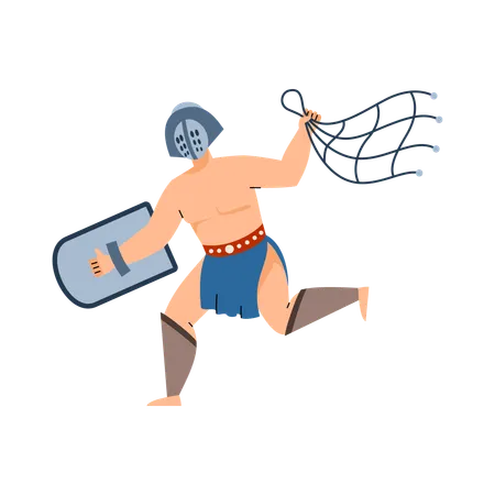 Greek or Roman ancient warrior armed with net  Illustration