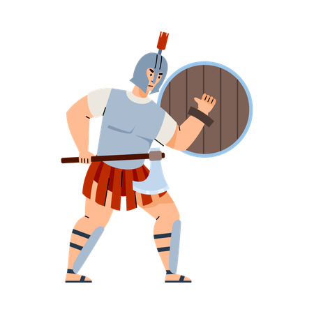 Greek or roman warrior in armour and helmet  Illustration