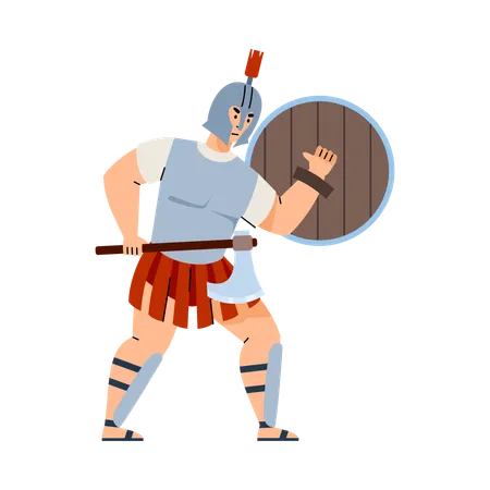 Greek or roman warrior in armour and helmet  Illustration