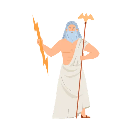 Greek Zeus king of Olympian gods and sky god  Illustration