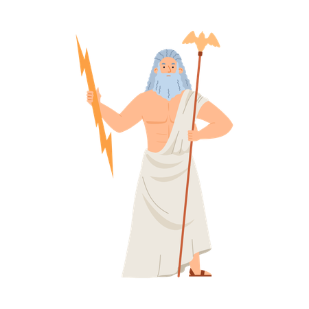 Greek Zeus king of Olympian gods and sky god  Illustration