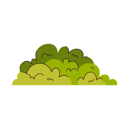 A Colorful Cartoon Bush With Different Shades Of Green On A White Background Illustration