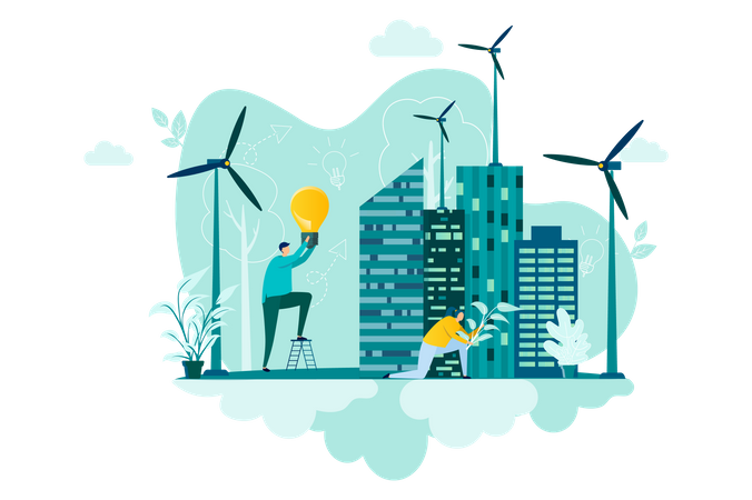 Green city concept  イラスト