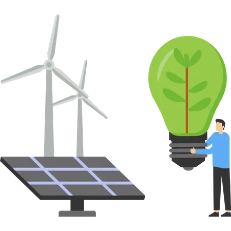 Green Clean Energy Concept Showcasing A Green Lifestyle By Using The Power Of Green Energy Renewable Energy Replacing Fossil Energy Design For Landing Page UI Apps And More Vector Illustration Illustration