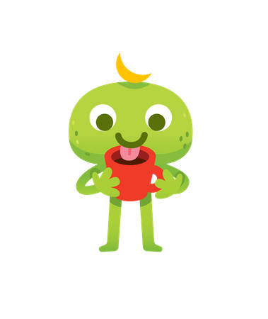 Green Coffee Monster  Illustration