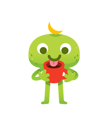 Green Coffee Monster  イラスト