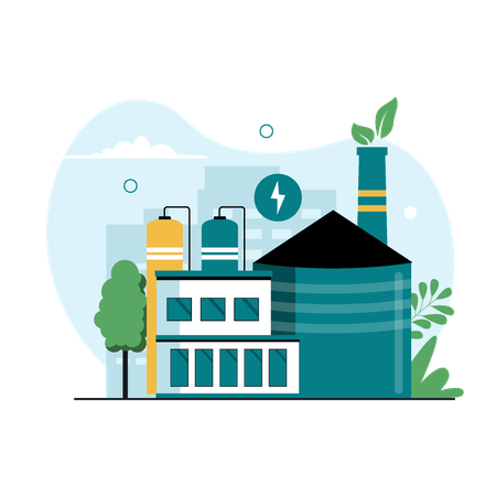 Green Electricity Factory  Illustration