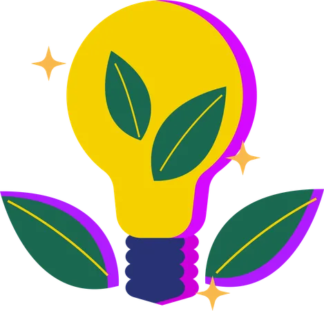 Creative Depiction Of A Light Bulb Integrated With Green Leaves Representing Innovative Green Energy Solutions Illustration
