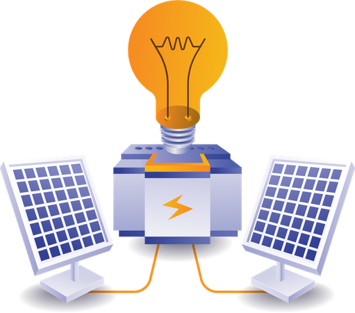 Green energy is stored in generators  Illustration