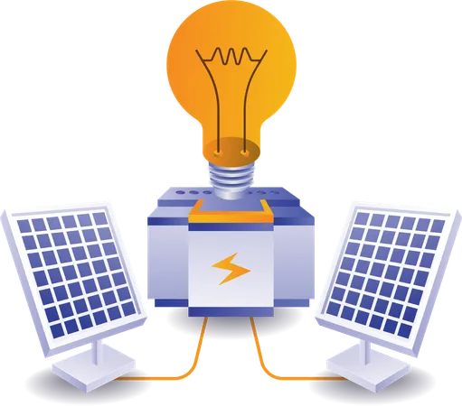 Green energy is stored in generators  Illustration