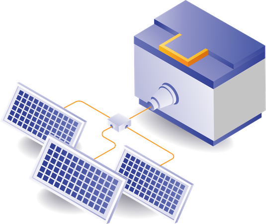 Green energy is stored in power station  Illustration