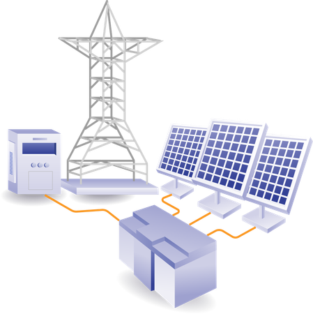 Green energy is used in cities  Illustration